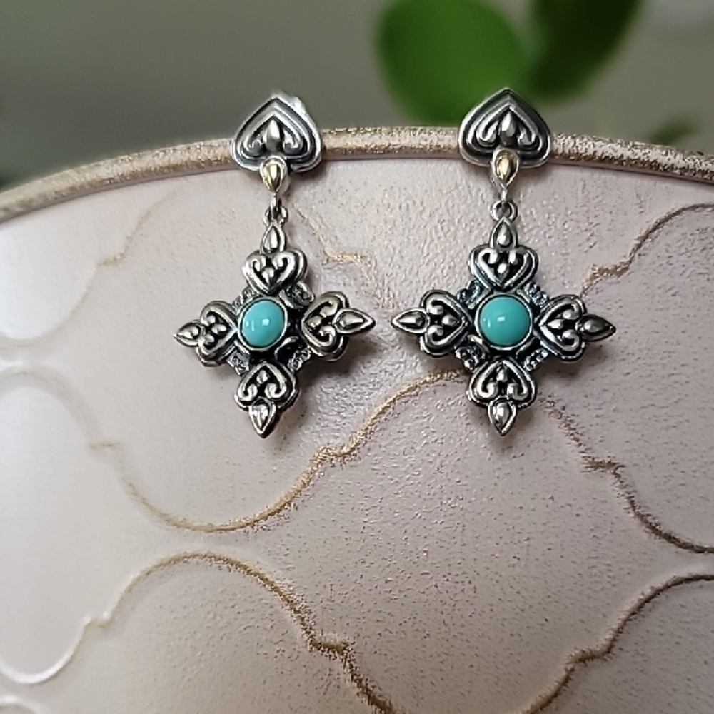 A By JH Angela John Hardy 14K & 925 Sterling Silver Pendant Earrings